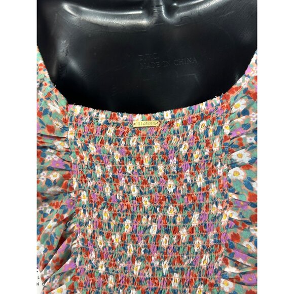 BILLABONG THE SALTY BLONDE Free Love Crop Top Sz M Multicolor Floral Puff Sleeve - Picture 15 of 16